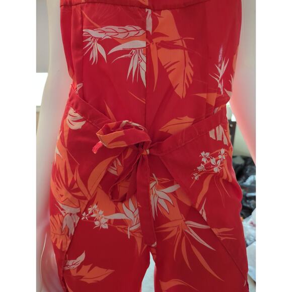 Vintage Red Orange and Cream Wrap and Tie Romper Tropical Beach Outfit Size M - Picture 5 of 6